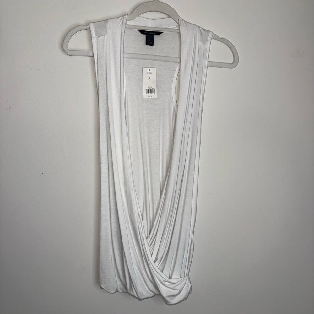 Banana Republic White Draped Tank Racerback Top NWT Size S - Picture 15 of 16